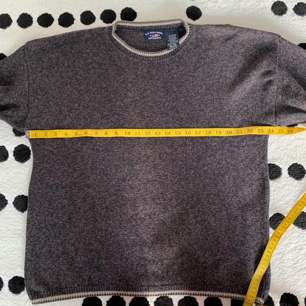 US Polo Association Vintage 90s Sweater XL Black Brown Knitted Crewneck Pullover - Picture 7 of 11
